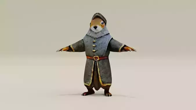 Squirrel Dressed as an old medieval wise man T-Pose