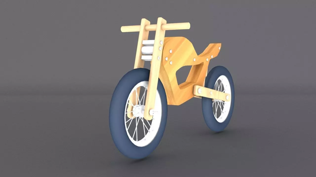 Wooden Motorcycle Bike Low-poly 3D model