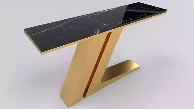 Gold console table leg with letter Z
