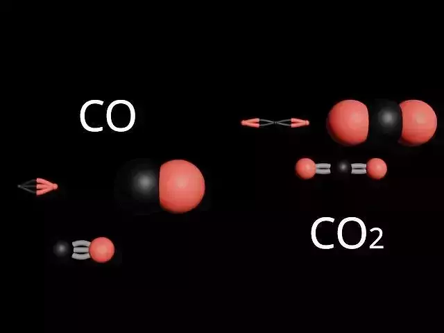 Carbon dioxide and carbon monoxide 3D molecular models Free low-poly 3D model