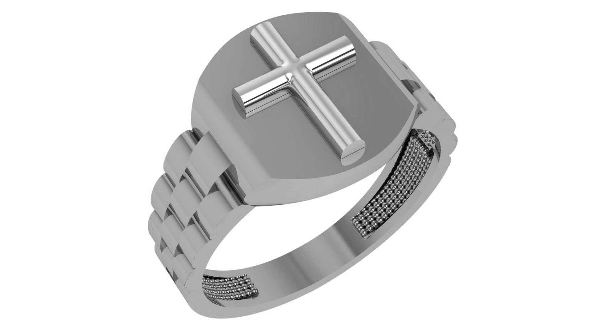Jesus Holy Cross Ring 3dm stl renders details 3D print model_1