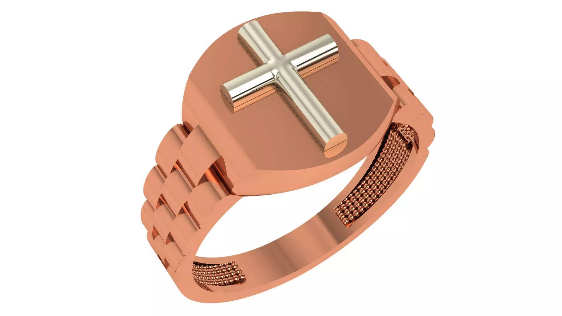 Jesus Holy Cross Ring 3dm stl renders details 3D print model_0