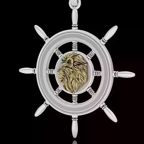 lion wheel pendant silver  gold jewelry 3D printable model