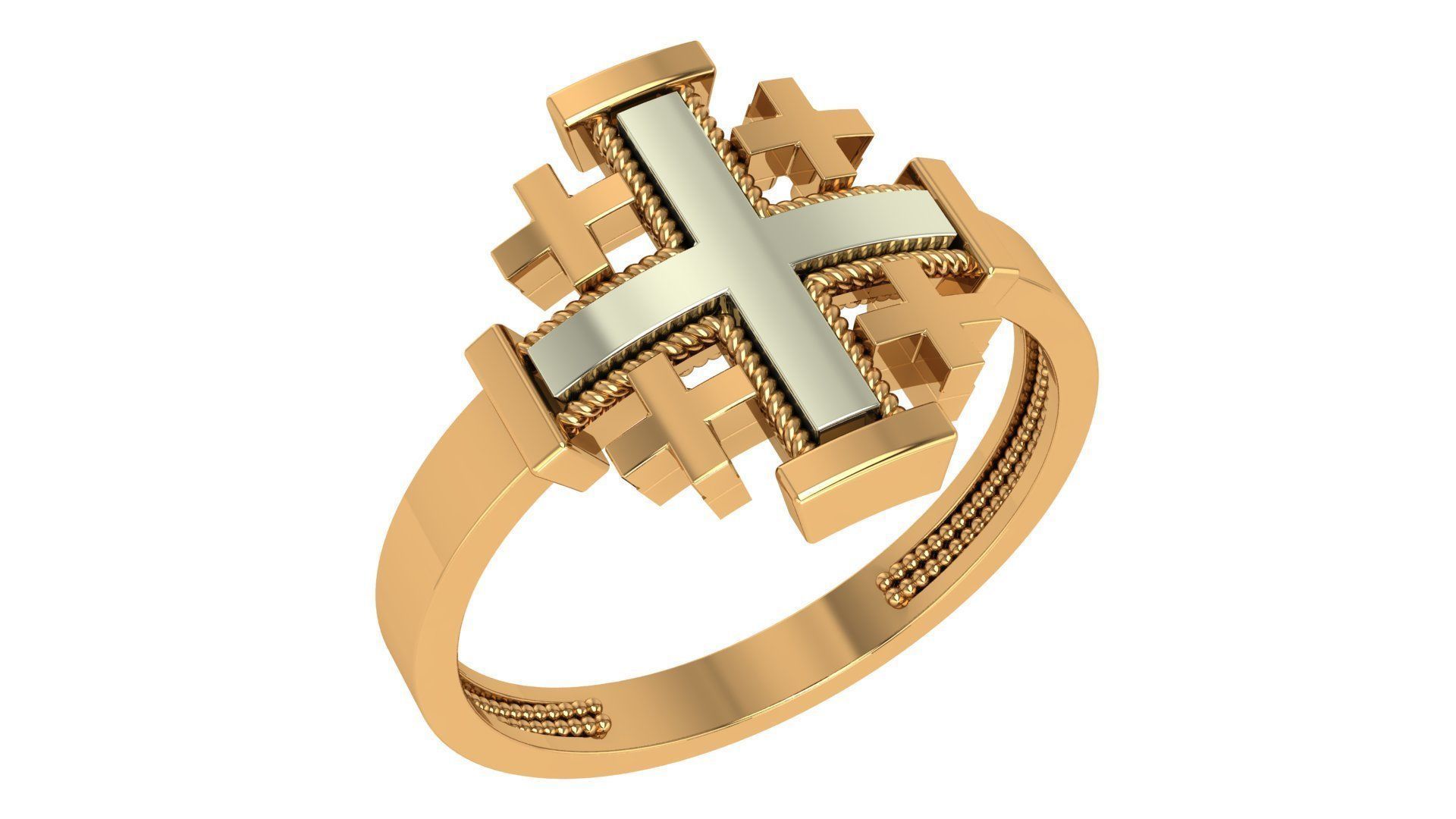 Jesus Holy Cross Ring 3dm stl renders details 3D print model_2