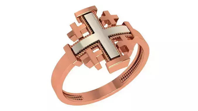 Jesus Holy Cross Ring 3dm stl renders details 3D print model