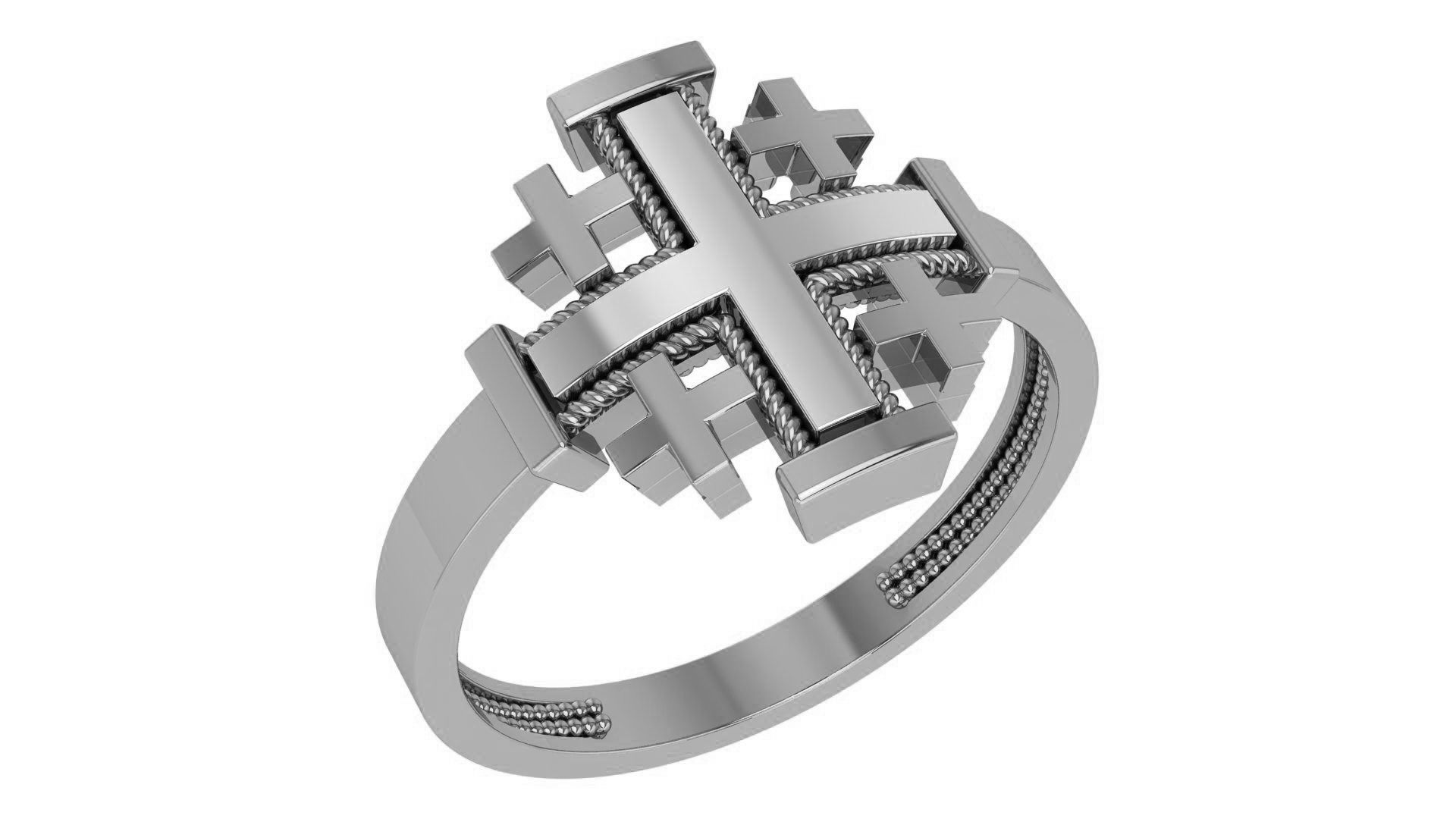 Jesus Holy Cross Ring 3dm stl renders details 3D print model_1