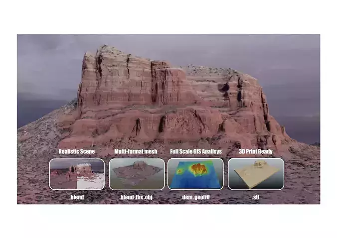 Courthouse Butte and Bell Rock Multipurpose Terrain Model