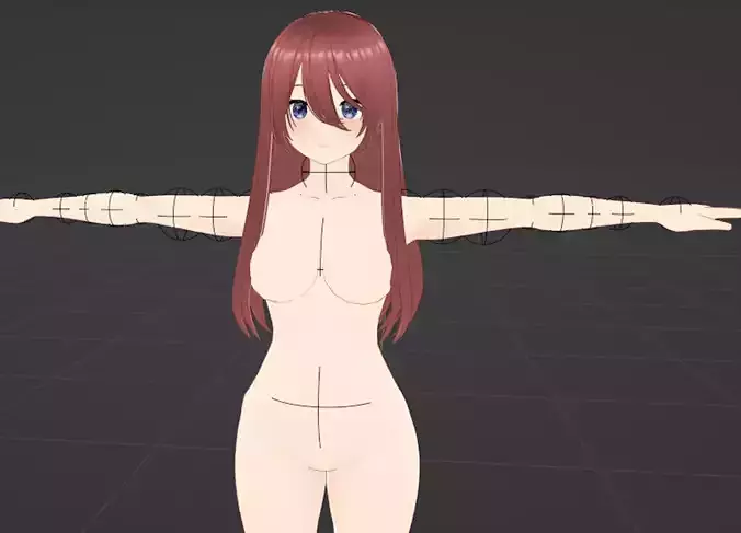 T pose rigged model - Nakano Miku anime girl 3D model