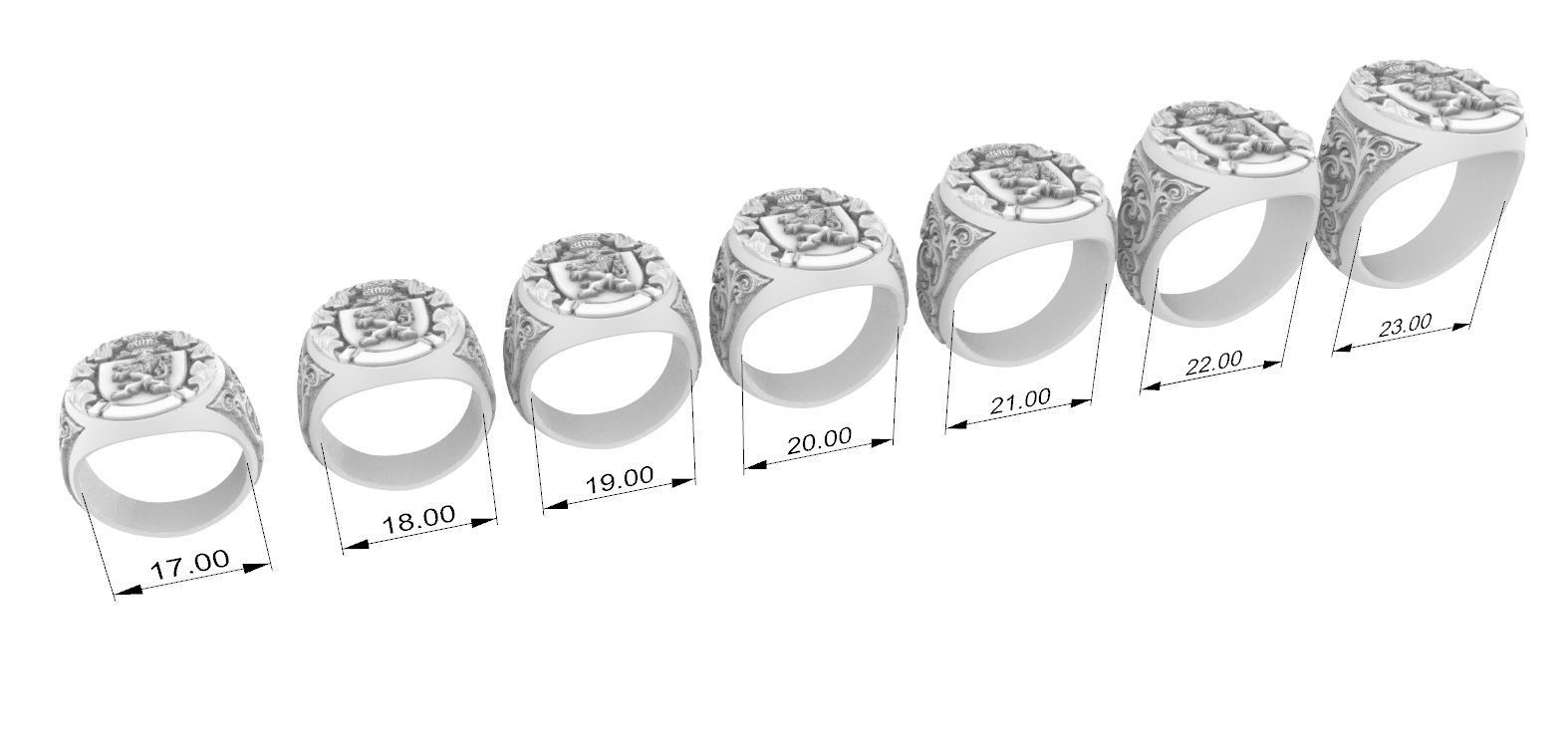 Coat of arms Lion Ring 3D print model_7