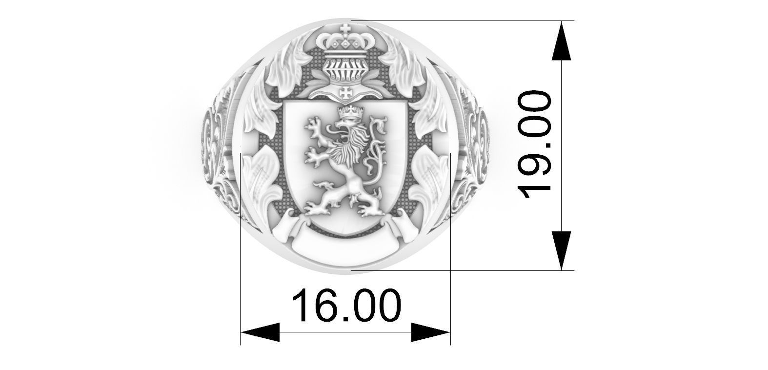 Coat of arms Lion Ring 3D print model_8