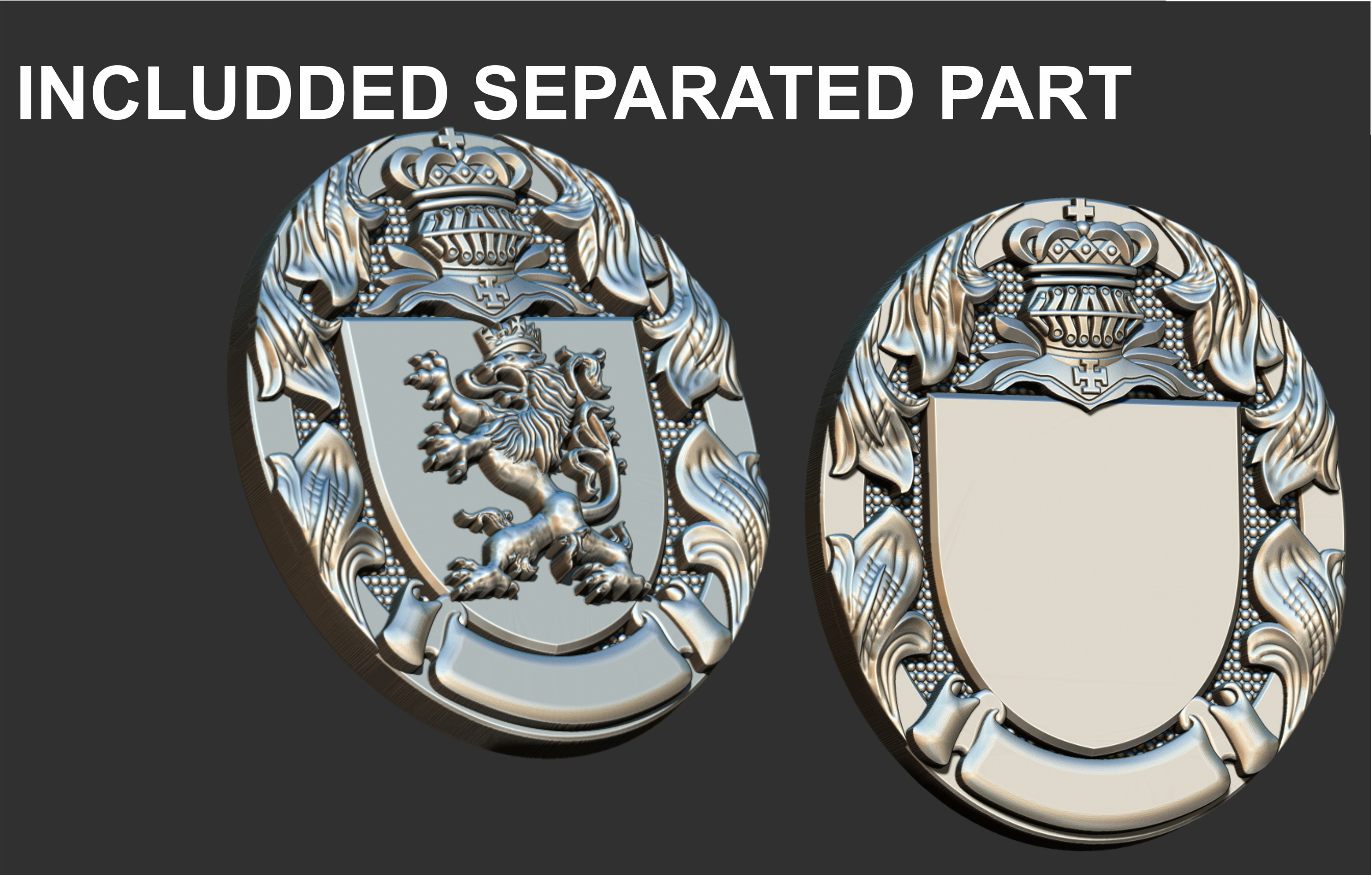 Coat of arms Lion Ring 3D print model_2