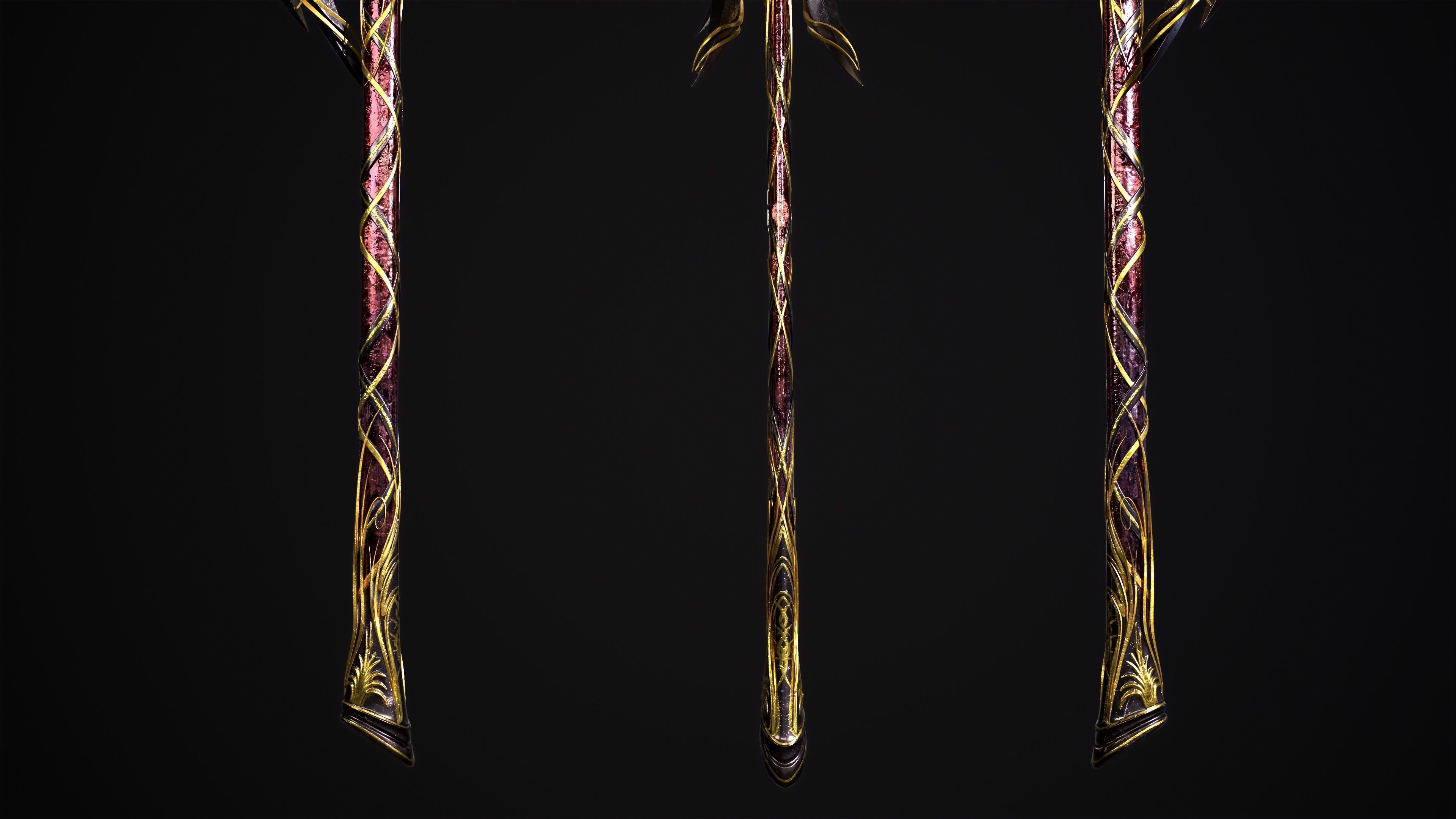 Fantazy Katana Sword Melee Weapon Low-poly 3D model_9