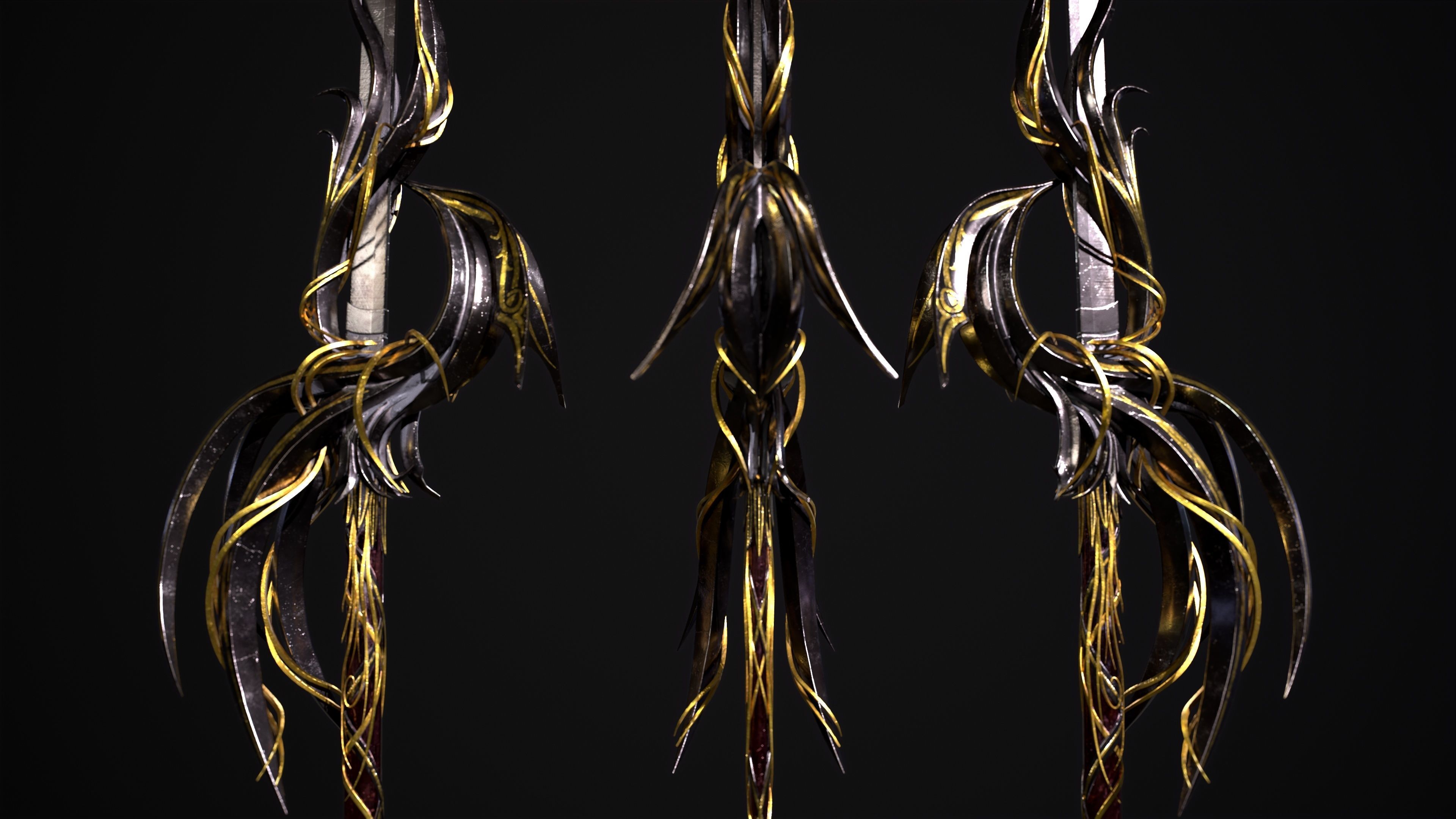 Fantazy Katana Sword Melee Weapon Low-poly 3D model_8