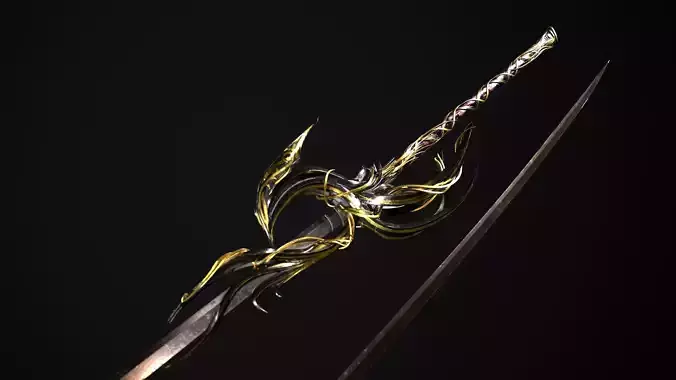 Fantazy Katana Sword Melee Weapon Low-poly 3D model