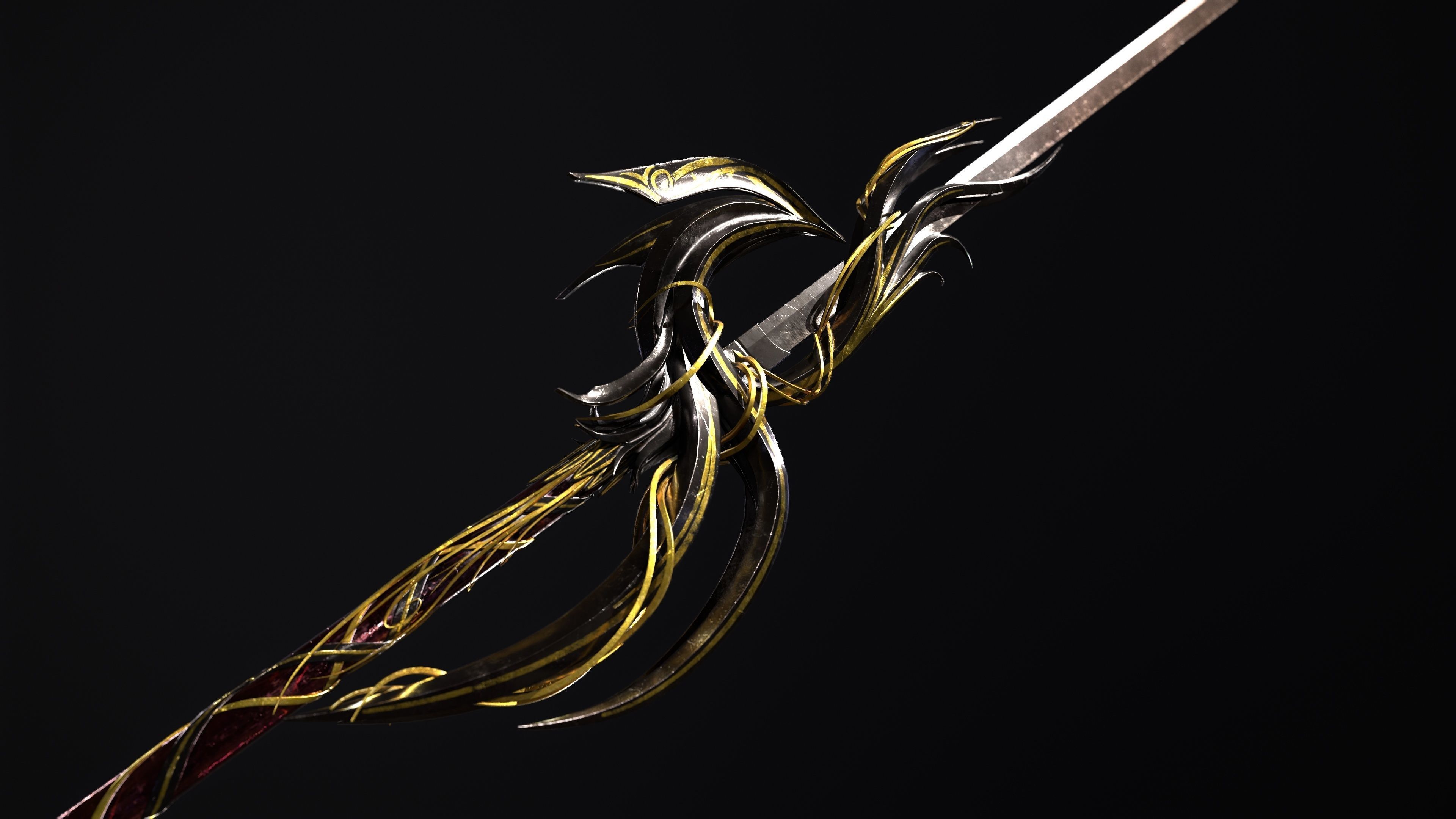 Fantazy Katana Sword Melee Weapon Low-poly 3D model_1