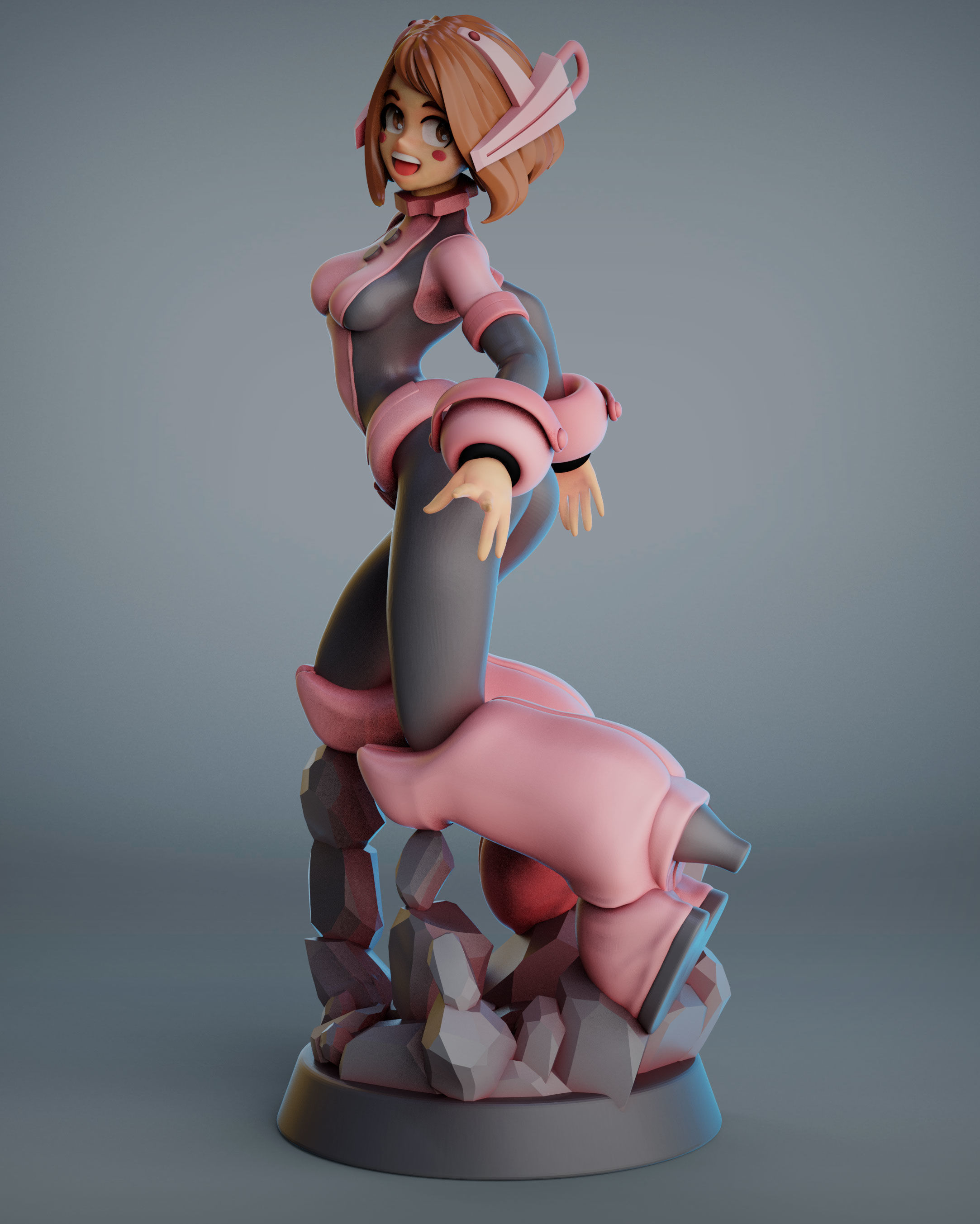 ochako uraraka fanart for 3Dprint more figure nonsplit 3D print model_5