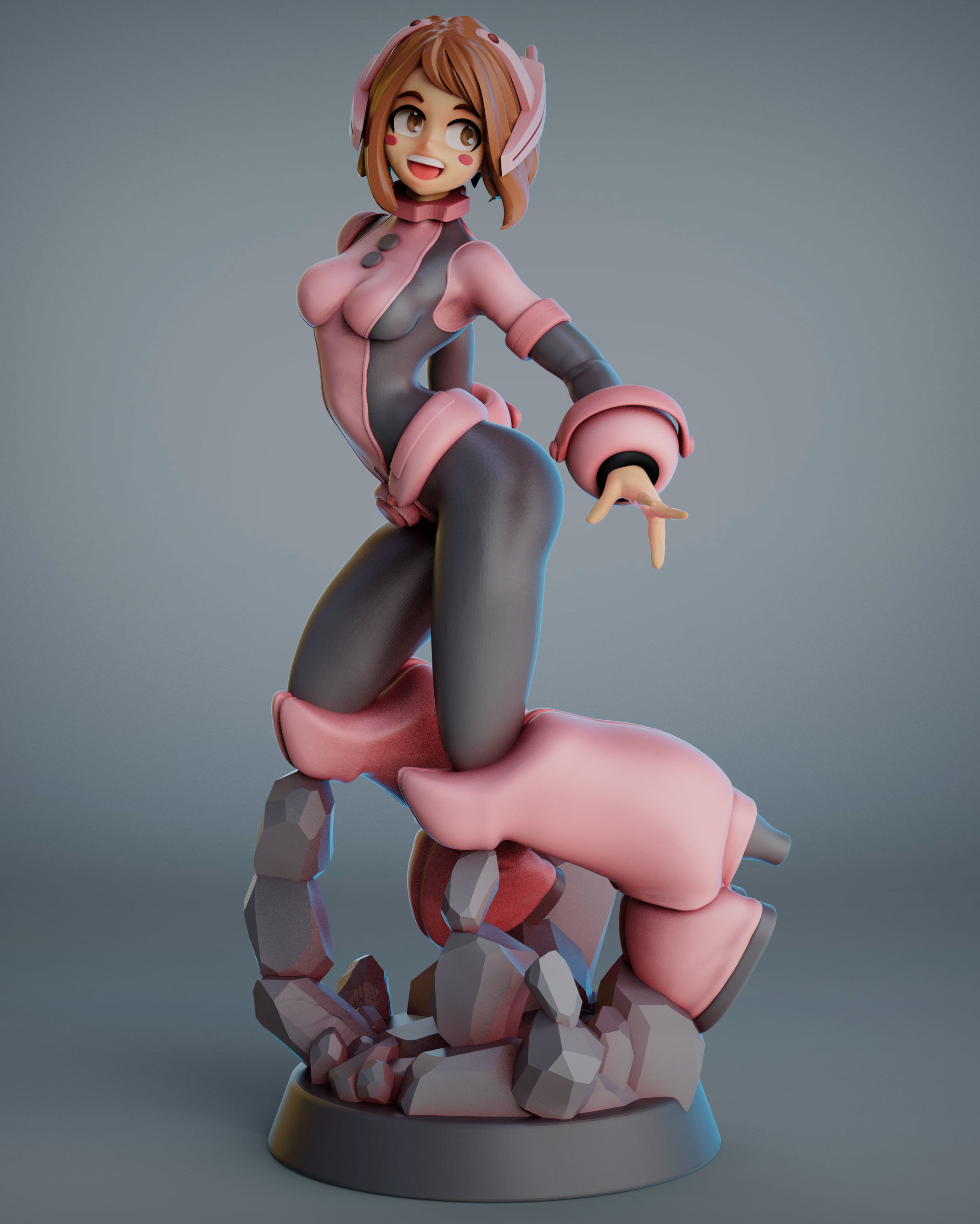 ochako uraraka fanart for 3Dprint more figure nonsplit 3D print model_2