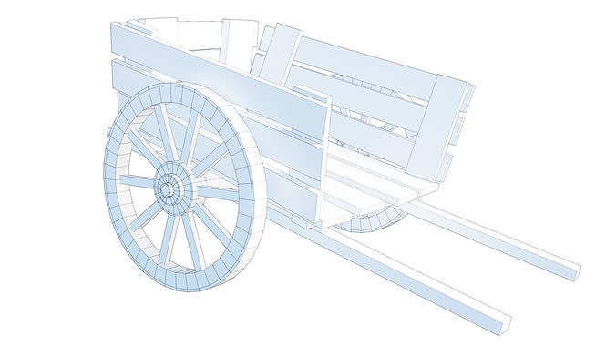 Old Wooden Medieval Cart Low-poly 3D model 2