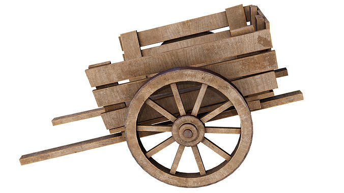 Old Wooden Medieval Cart Low-poly 3D model 7