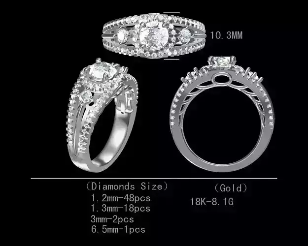 Bridal design diamond engagement ring for women 3D model