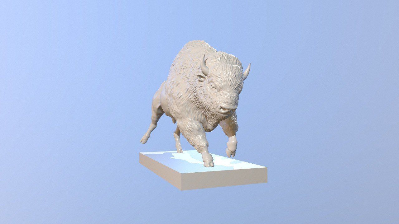 Realistic Male Buffalo or American Bison 3D print model_4