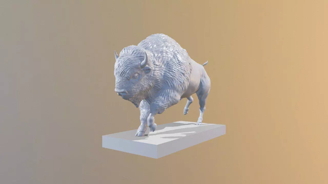 Realistic Male Buffalo or American Bison 3D print model_0