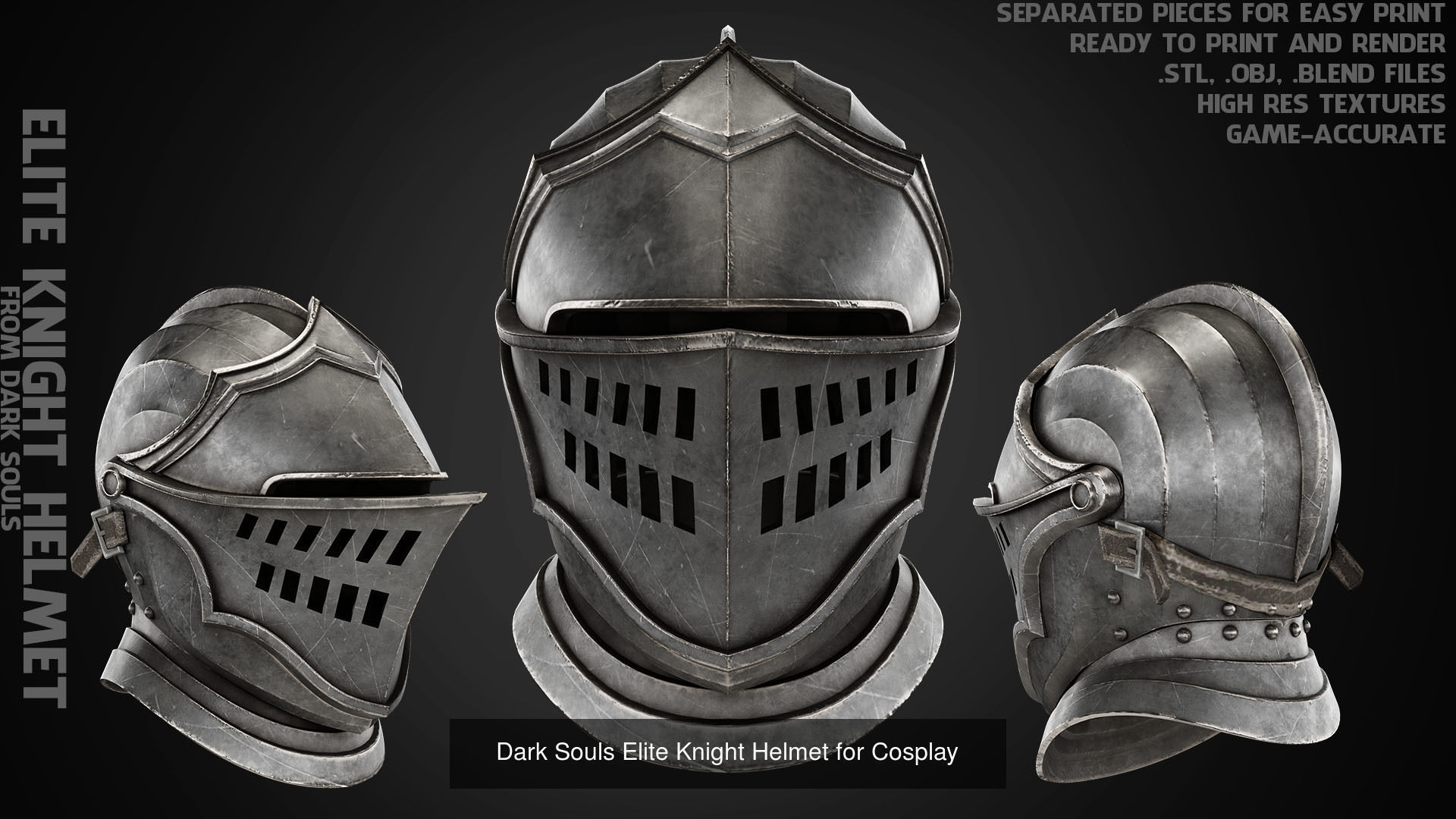 Elite Knight Full Armor with Shield and Claymore for Cosplay 3D Model Collection_6