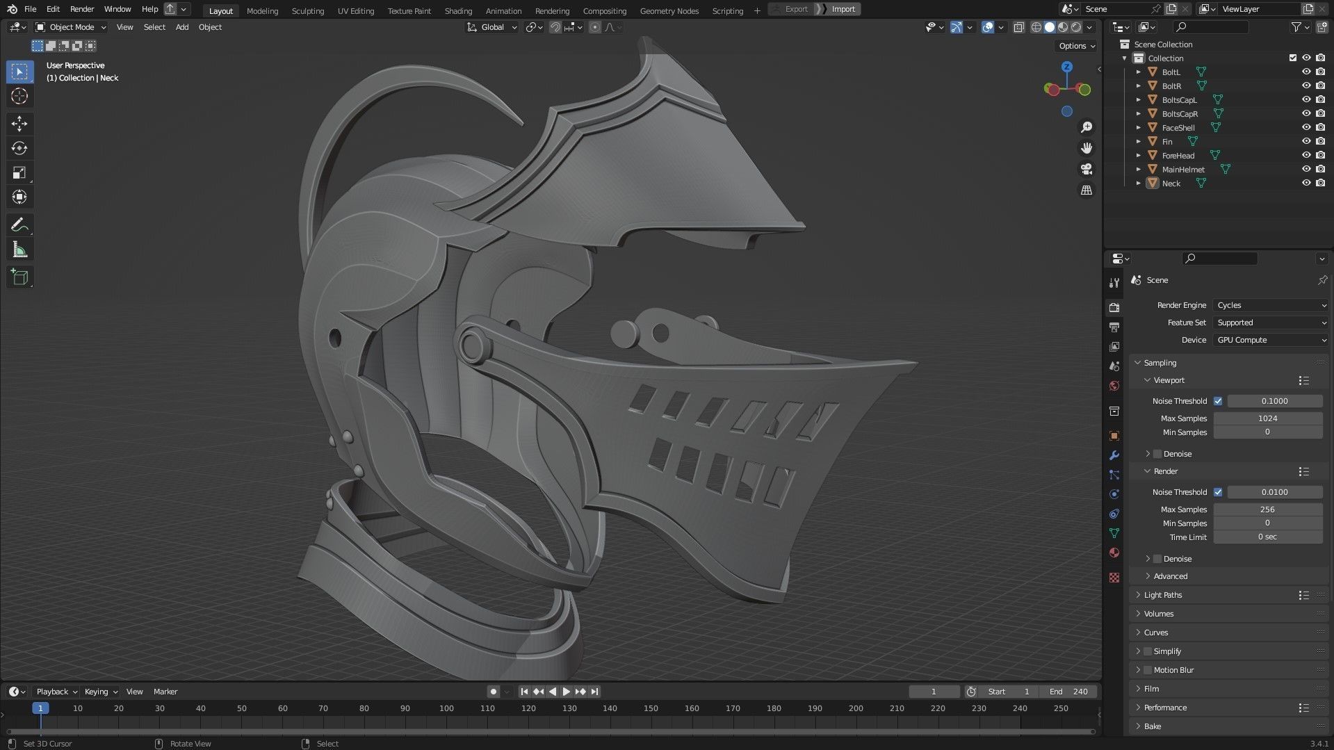 Elite Knight Full Armor with Shield and Claymore for Cosplay 3D Model Collection_22