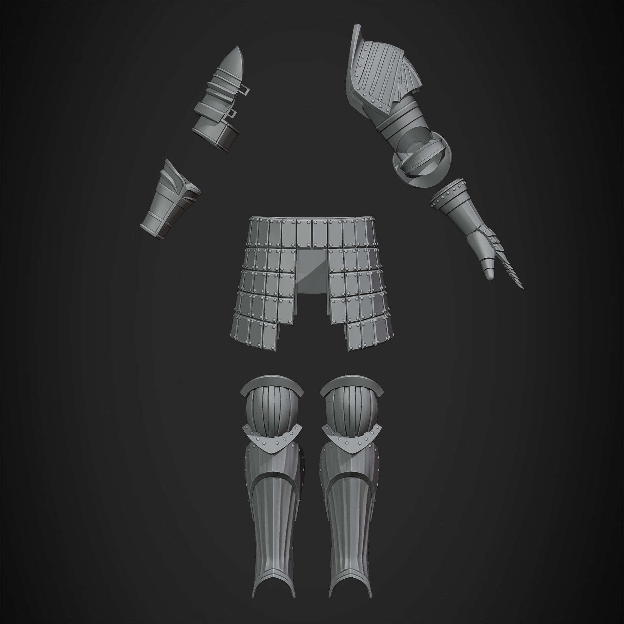 Elite Knight Full Armor with Shield and Claymore for Cosplay 3D Model Collection_18
