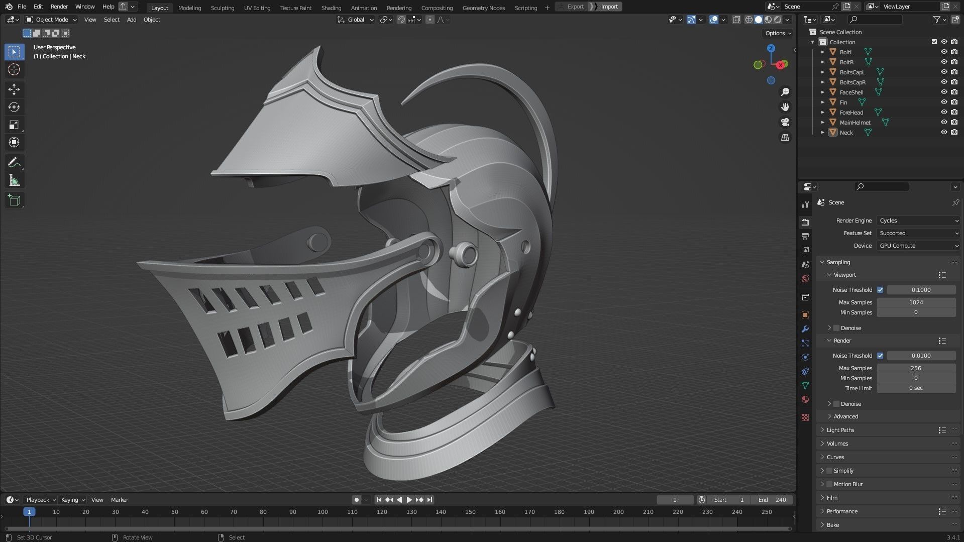 Elite Knight Full Armor with Shield and Claymore for Cosplay 3D Model Collection_23
