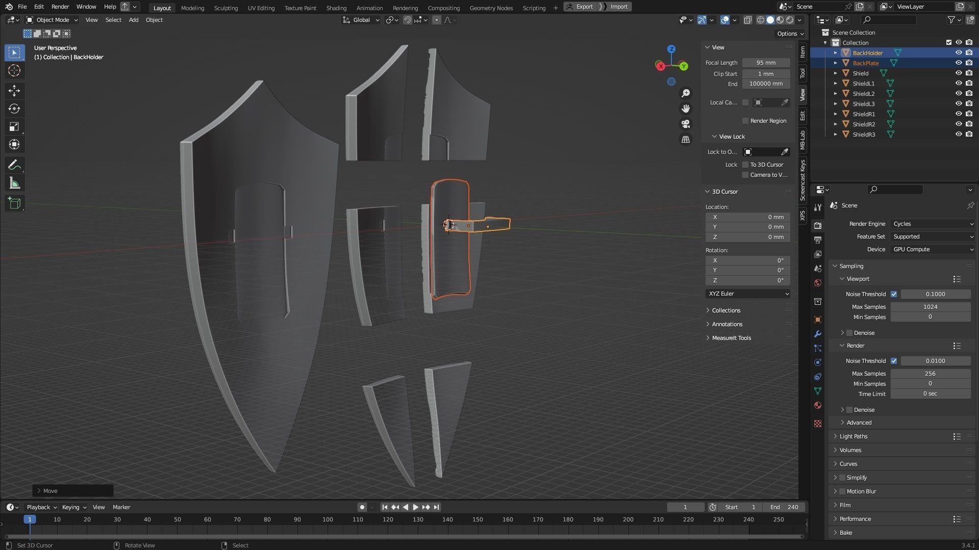 Elite Knight Full Armor with Shield and Claymore for Cosplay 3D Model Collection_30