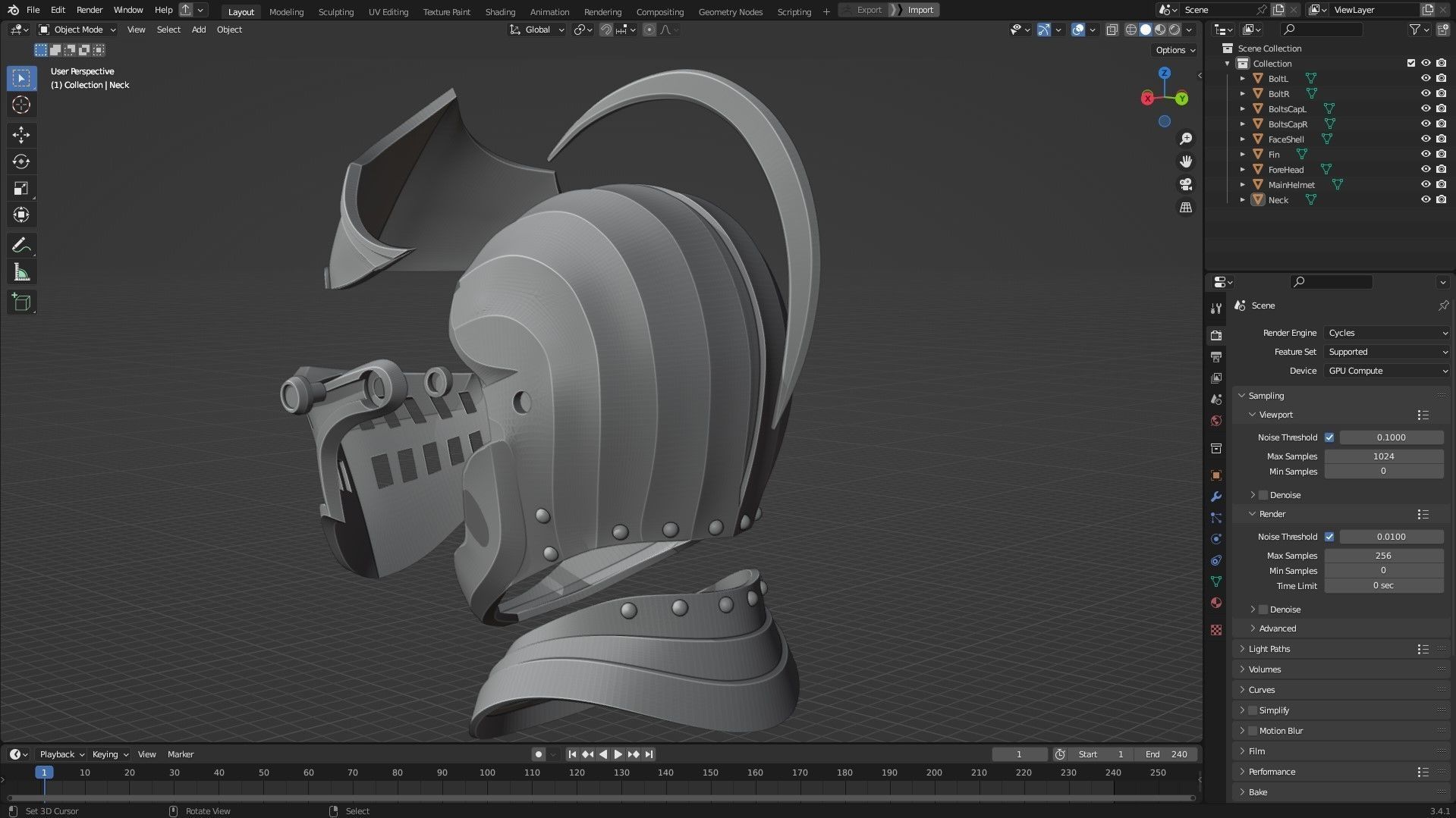 Elite Knight Full Armor with Shield and Claymore for Cosplay 3D Model Collection_24