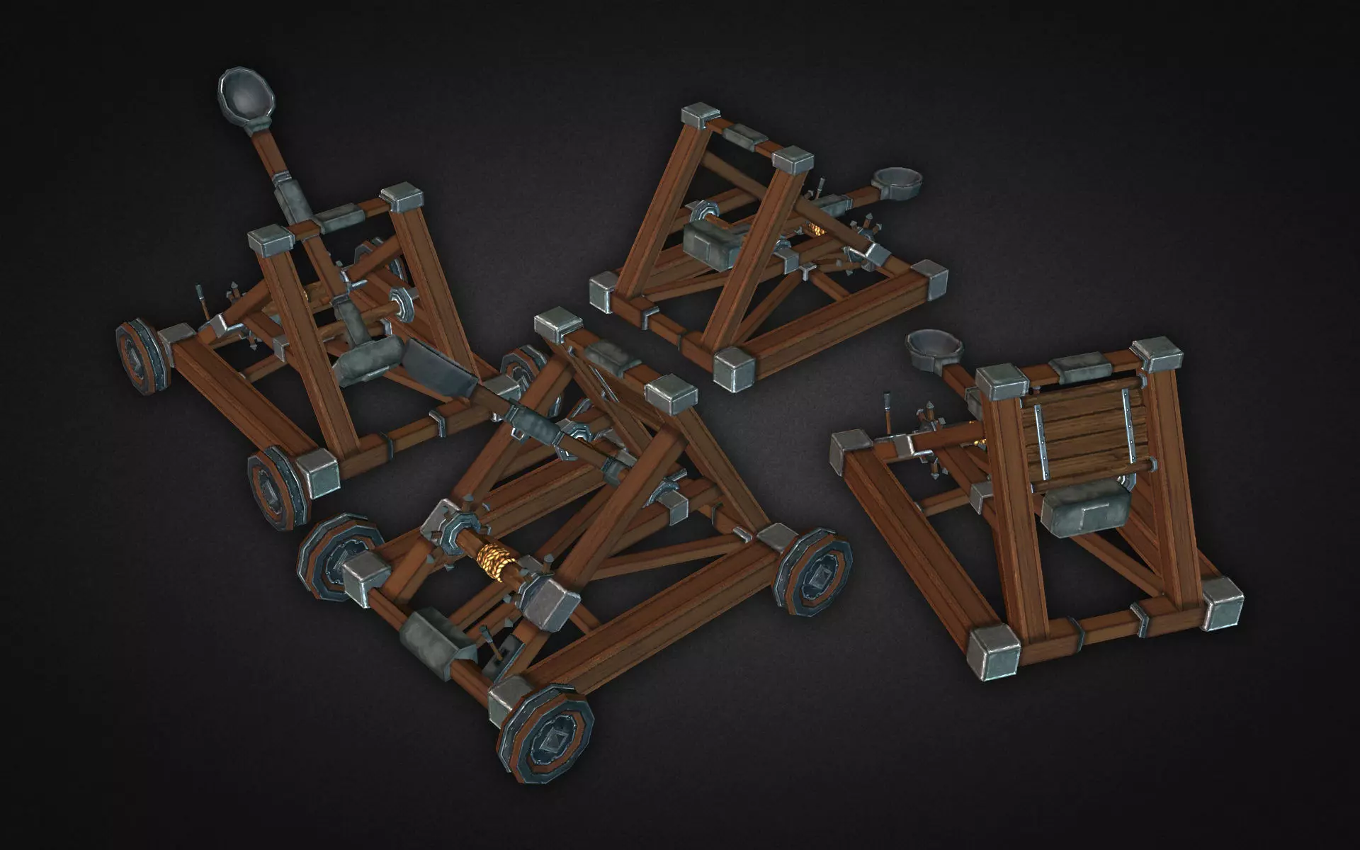 Catapult Kit Low-poly 3D model_0