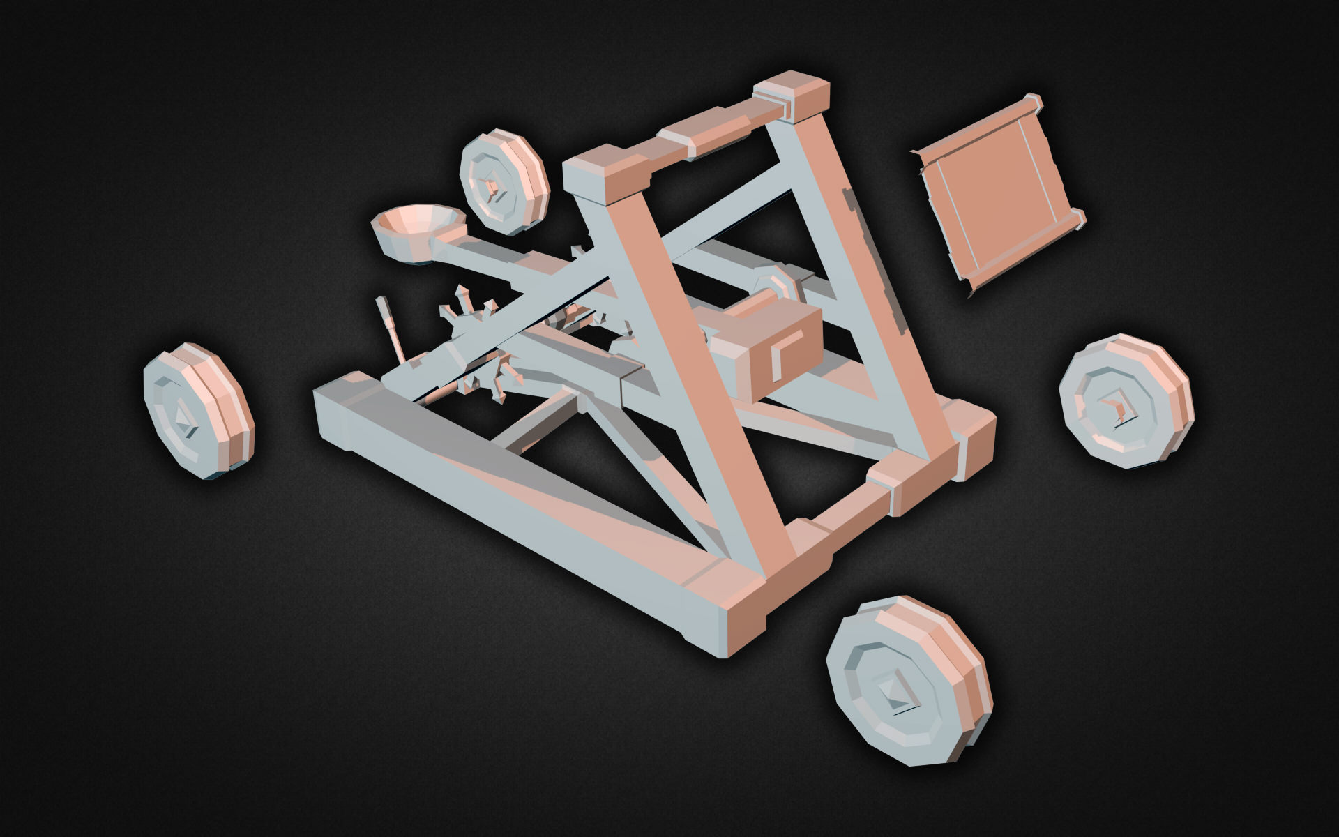 Catapult Kit Low-poly 3D model_5
