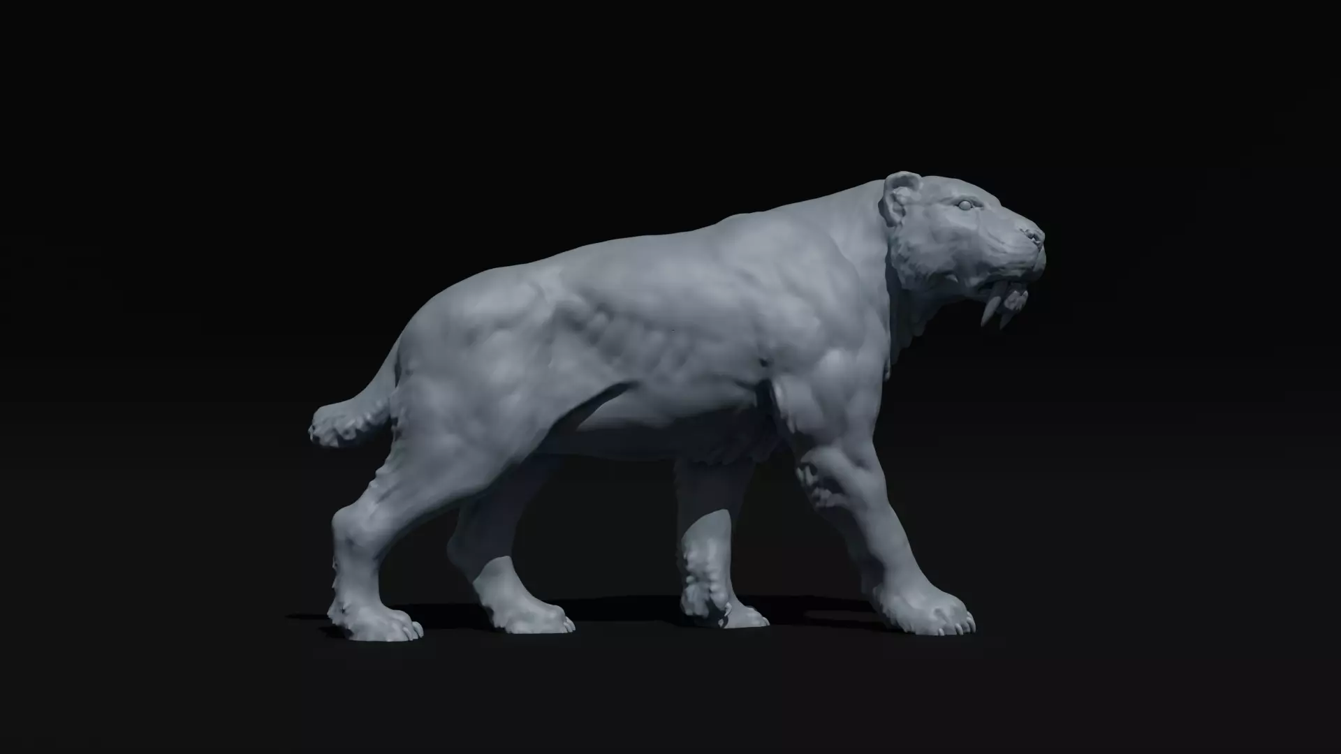 Realistic Smilodon Saber-toothed cat basemesh 3D print model_0