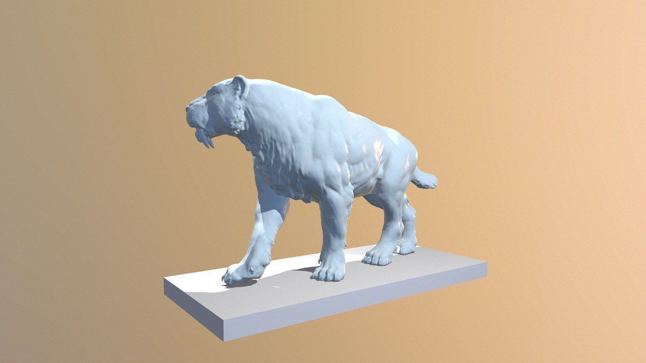 Realistic Smilodon Saber-toothed cat basemesh 3D print model_2