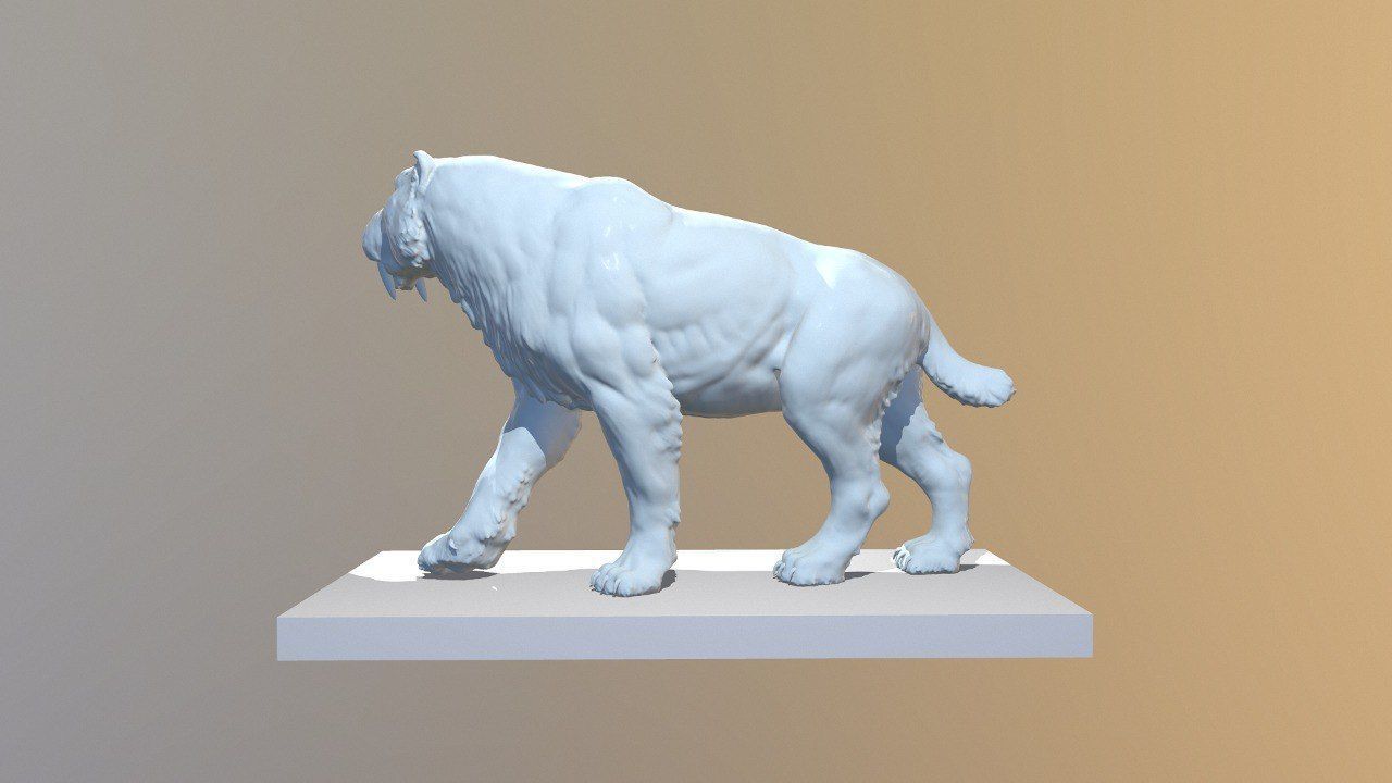 Realistic Smilodon Saber-toothed cat basemesh 3D print model_3