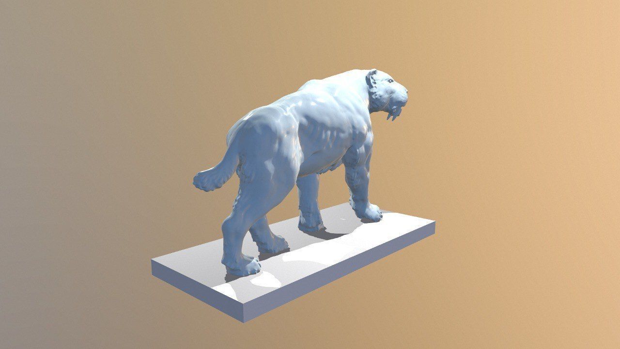 Realistic Smilodon Saber-toothed cat basemesh 3D print model_4