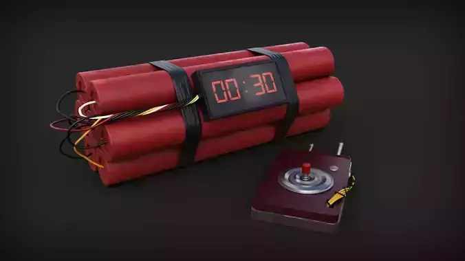 TNT explosives with its denotetor Low-poly 3D model