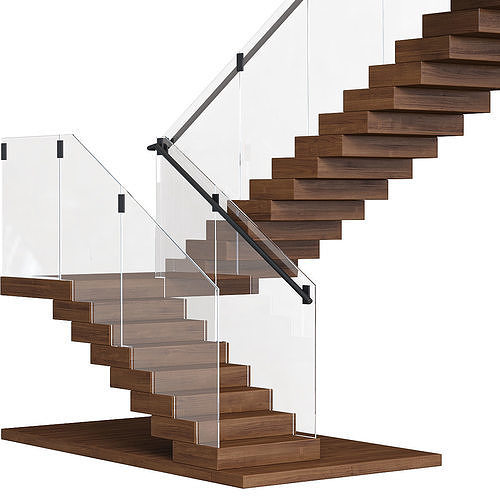 Modern stair 01 3D model
