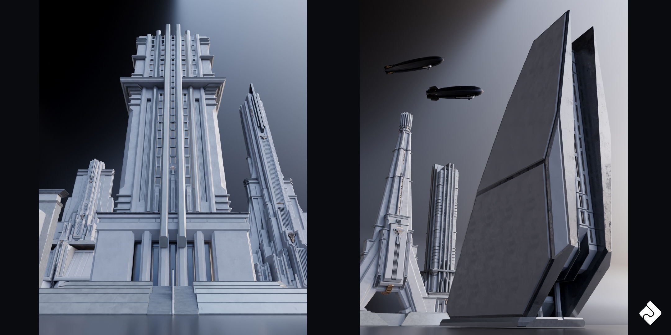 Central City - Brutalist Building Assets Blender 3D Kitbash Pack 3D model_11