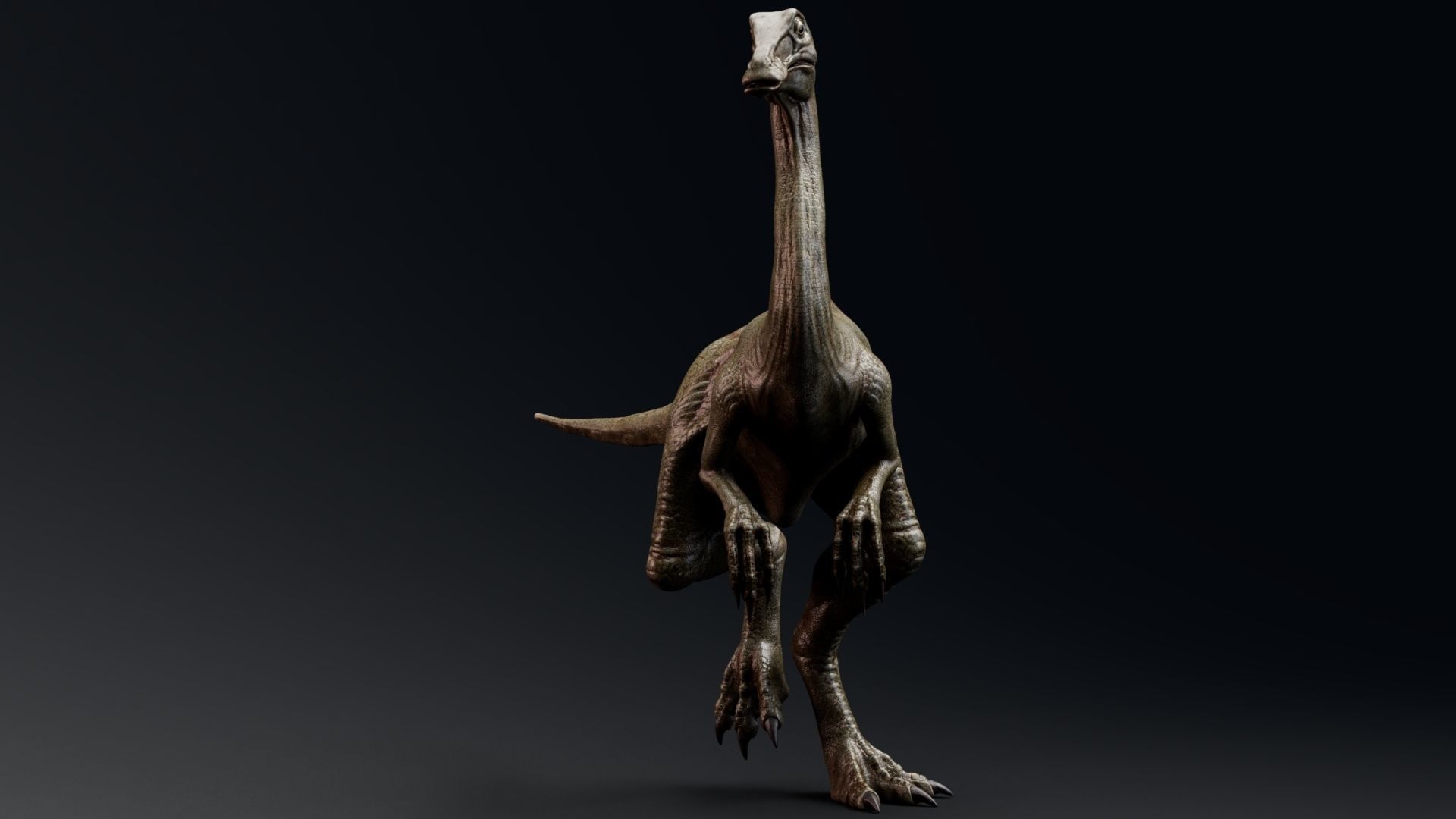 Dinosaur Gallimimus Unreal Engine Project Low-poly 3D model_3