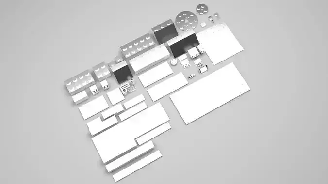 White Metallic Lego Bricks Set