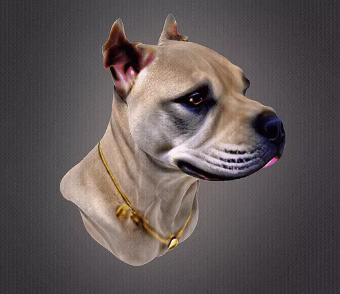 Pitbull Bust 3D print model