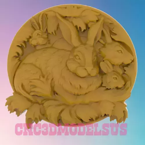 wild rabbits 2 3D MODEL STL FILE FOR CNC ROUTER LASER 3D print model
