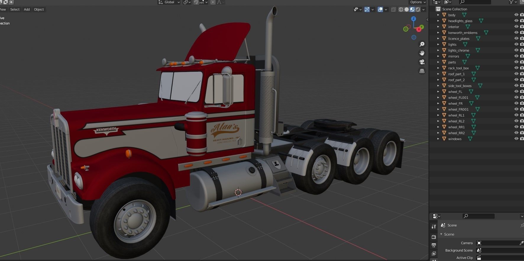 Kenworth W900A Day Cab Heavy Haul Spec Tractor  Low-poly 3D model_41