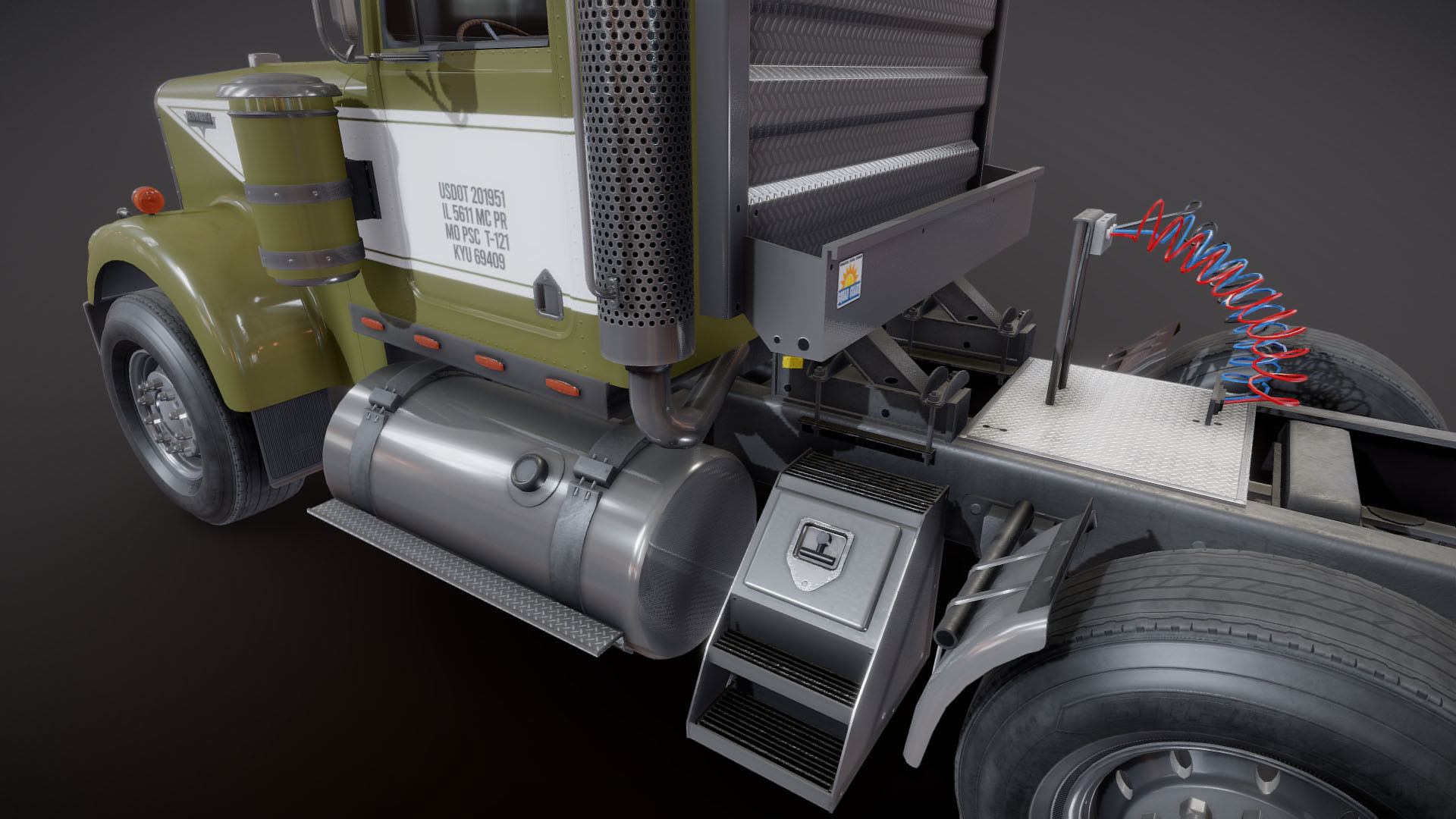 Kenworth W900A Day Cab Heavy Haul Spec Tractor  Low-poly 3D model_31