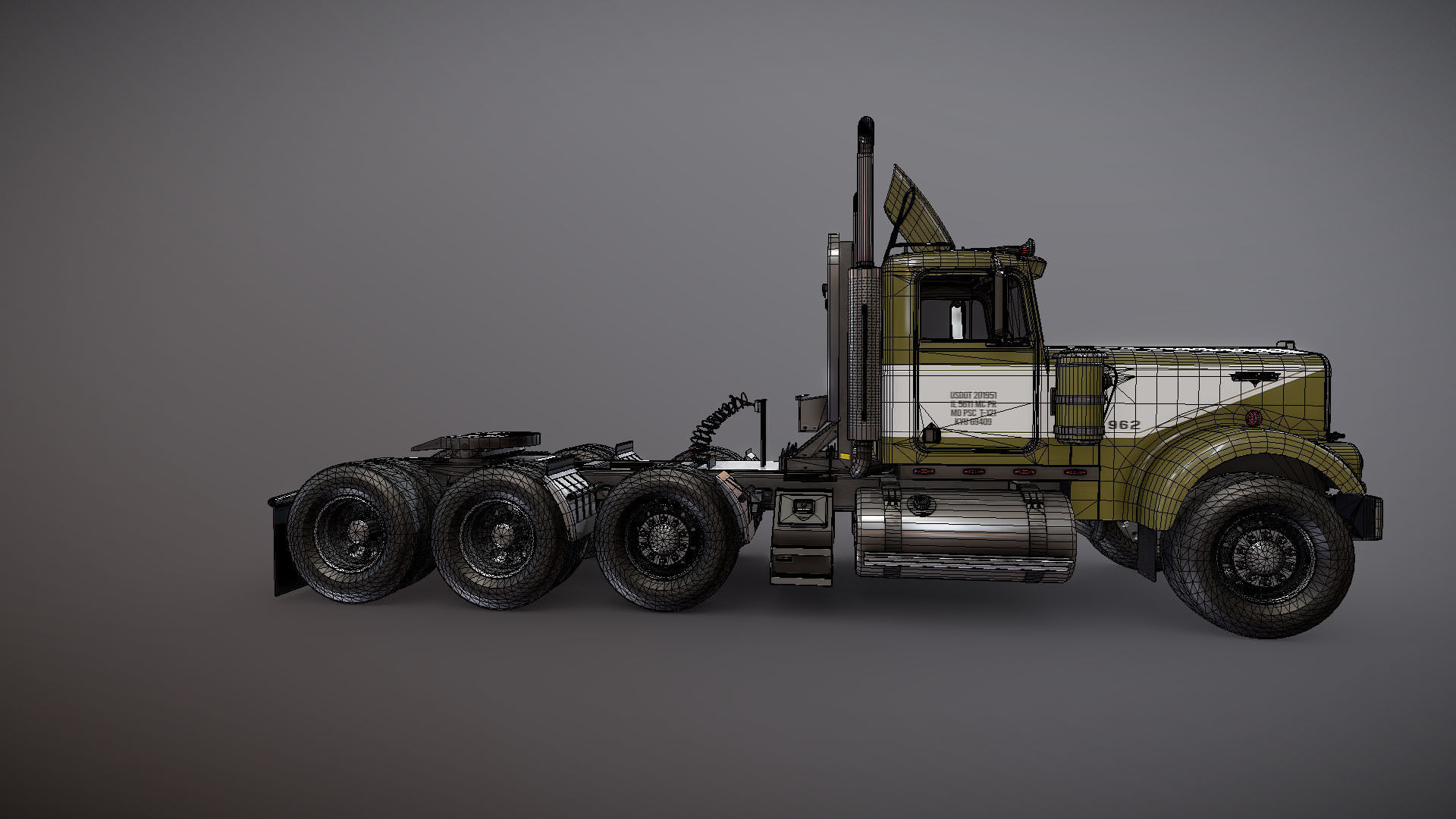 Kenworth W900A Day Cab Heavy Haul Spec Tractor  Low-poly 3D model_36