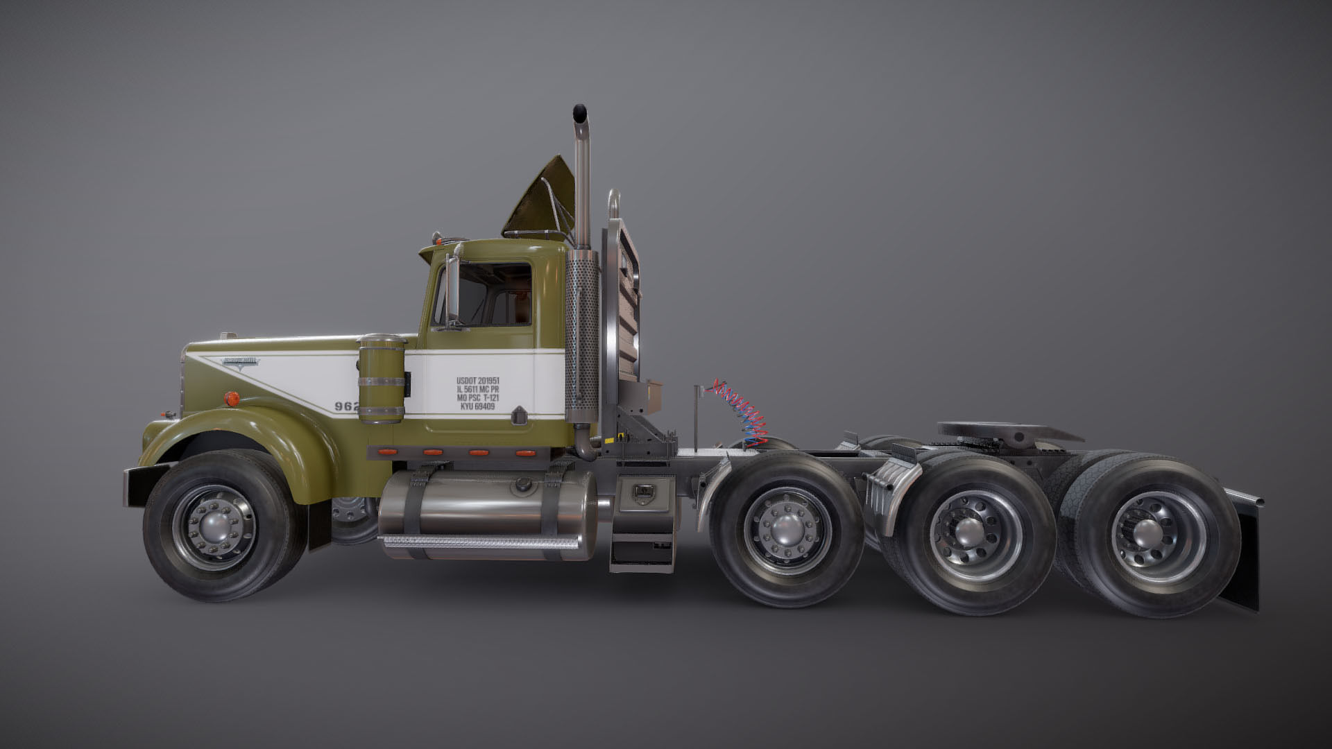Kenworth W900A Day Cab Heavy Haul Spec Tractor  Low-poly 3D model_20