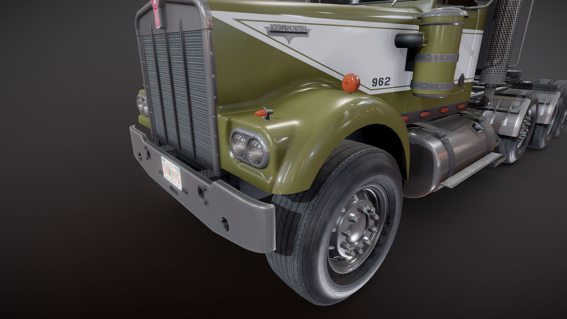 Kenworth W900A Day Cab Heavy Haul Spec Tractor  Low-poly 3D model_26